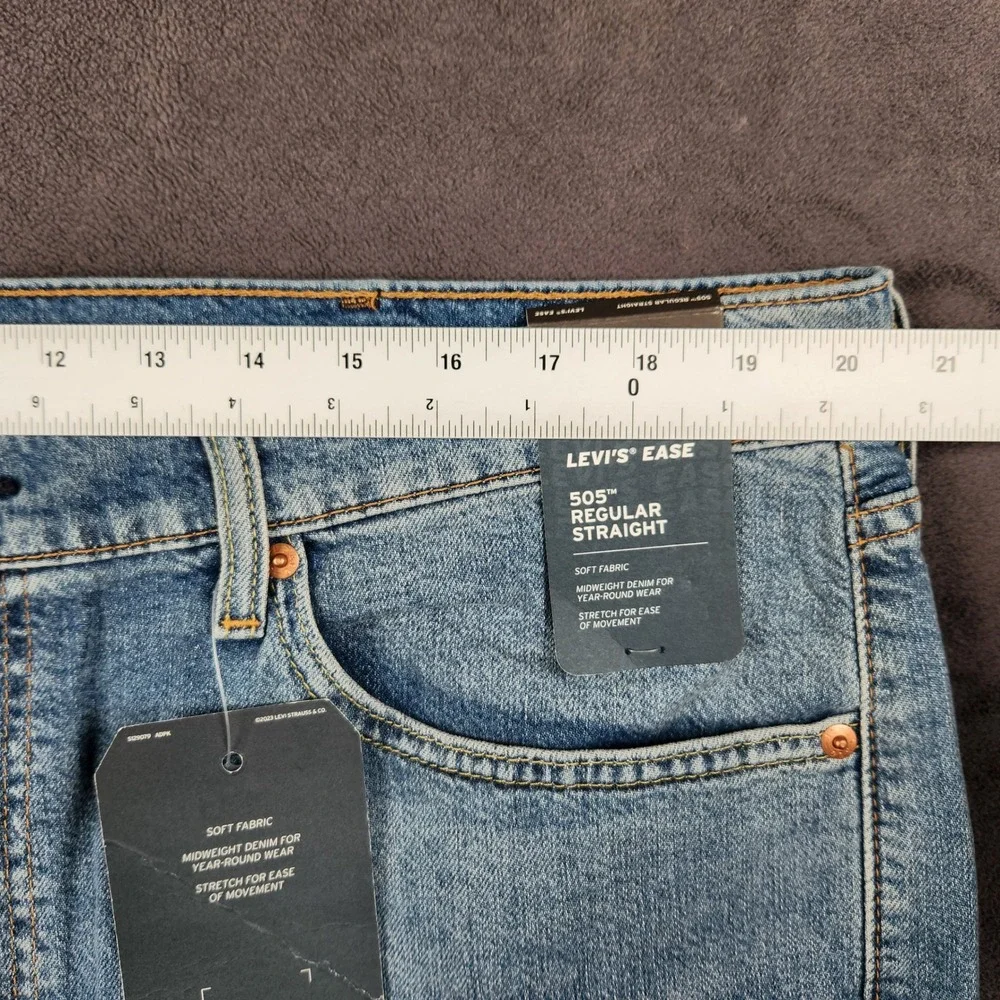 Levis 505 Jeans Mens 40x30 Blue Regular Straight Leg‎ Stretch Denim NEW